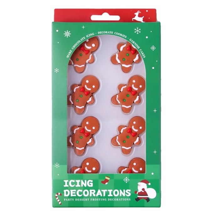 Sentovac 8 Pcs Christmas Gingerbread Man Icing Cake Decoration Edible Sprinkles DIY Candy Dessert For Cookie Cake Cupcake Topper Icing Frosting Vanlentine Halloween Christmas Decoration Supplies