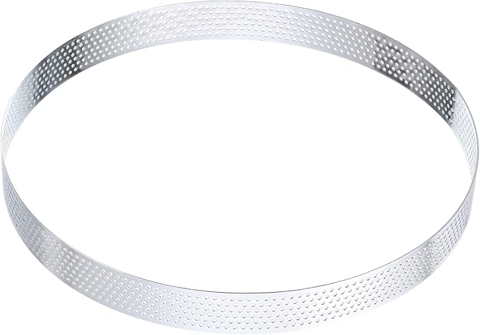 HARFINGTON Stainless Steel Tarts Rings 7.1" Perforated Metal Circle Baking Dessert Mousse Round Cake Ring Non Stick for Home Kitchen Food Cheese Making Tool