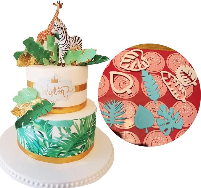 Mity rain Tropical Leaf Cookie Cutter - Hawaiian Palm Leaves Fondant Cutters Set for Gum Paste, Sugarcraft Candy, Luau Cake Decorating （4Pcs）