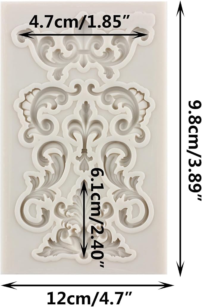 Baroque Fondant Molds, Silicone Border Chocolate Scroll Mold For Cake Decorating Cupcake Topper Candy Chocolate Gum Paste Polymer Clay Set Of 1