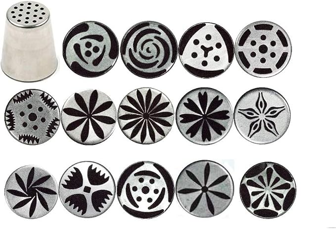 Ateco One Step Flower Russian Tube Set Includes Stainless Steel Tips:, 241, 242, 243, 244, 245, 246, 247, 248, 249, 251, 253, 254, 257, 258, 259