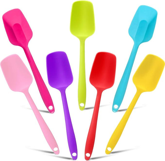 Patelai Silicone Spatulas, 7 Pieces 8.2 Inch Small Rubber Spoon Non Stick Kitchen Christmas Spatulas Heat Resistant Flexible Scrapers Baking Tool for Cooking, Mixing, Baking Tools