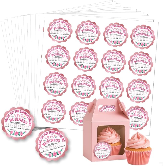 320 Pcs Allergen Warning Stickers, Food Allergy Alert Labels Pink Round Waterproof Labels for Restaurant Kitchen Bakery Businesses, 2 Inch