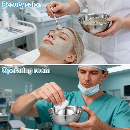 Baluue 2pcs Medical Bowl Bowls Thickened Iodine Cups with Seamless Construction Basin, Medical Stainless Steel Bowls for Sponges Dressings Fluid