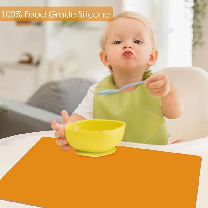 Extra Large Silicone Mats For Kitchen Counter, 27.6'' x 15.7'' Silicone Placemats for Kids, Nonstick Silicone Mat for Baking Crafts, Nonskid Heat Resistant Mat Orange Kids Placemats for Table,1Pcs