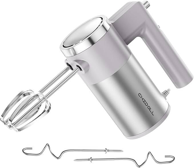 CHIDOLL 600W Hand Mixer, 5-Speed Electric Hand Held Mixer for Baking, Lightweight Stainless Steel Hand Beaters *2 & Dough Hooks*2 with Eject Button, Kitchen Mixer for Cream, Cookies, Dough