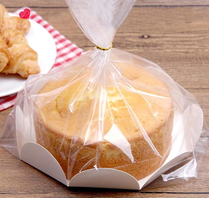 50 Pcs Bread Bags with Ties - 8x18 Inch with 4" Side Gusset Clear Plastic Bakery Bags for Homemade Sourdough, Artisan Loaves, Crusty Bread Storage