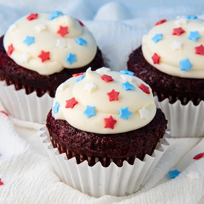 Sweets Indeed Dye Free 4th of July Star Sprinkles – Red White and Blue Patriotic Star Sprinkles with No Artificial Dyes for Baking & Decorating Cupcakes, Cookies, Cakes & Desserts – 2.96 ounces