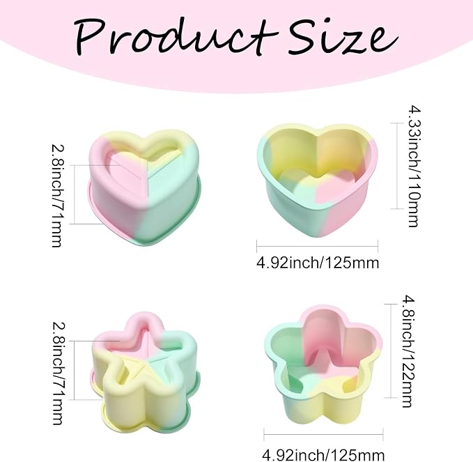 Ipotkitt Heart and Star Shape Cake Baking Silicone Molds Dessert Food Baking Tool Molds for Cake Chocolate Jelly Ice Candy Crafts, 2pcs, 2 Styles