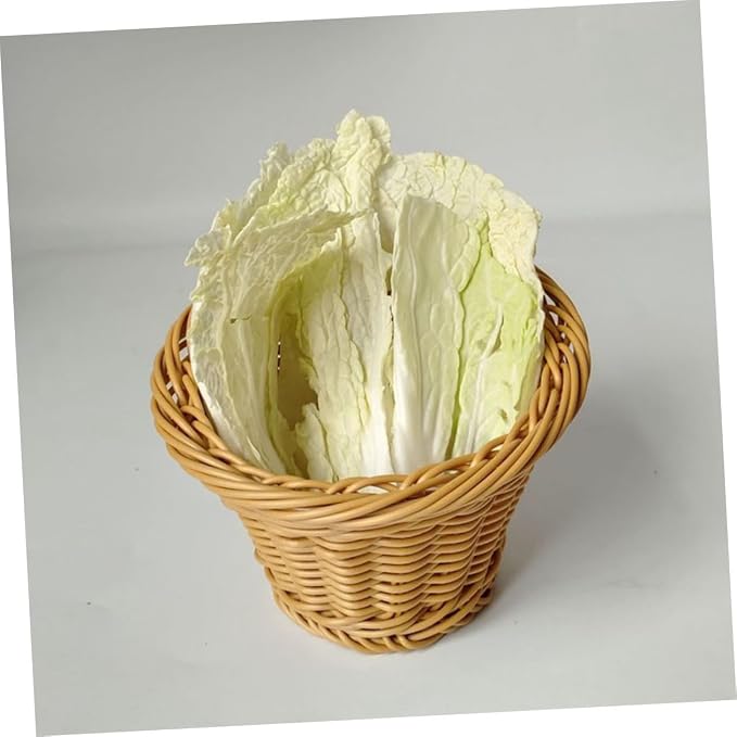 INOOMP Rattan Woven Storage Basket for Fruits and Bread, Handcrafted Wicker Organizer with Open Top, Natural Rattan Material, Suitable for Kitchen Counter and Dining Table Use