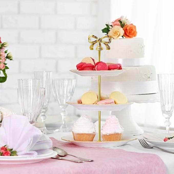 4 Set 3-Tier Cupcake Stands Hardware Handles, Metal Fruit Plate Cake Stand With Screws, Cake Stand Hardware, 3 Tier Cupcake Stands Fittings For Serving Dessert Dish Food