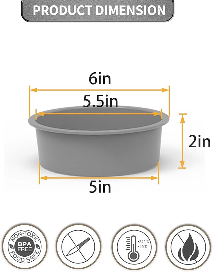4 Pack Silicone Cake Pans 5 Inch Round, Nonstick Small Cake Mold Set | KEYFIVE Easy Release 5" x 2" Bakeware for Smash Cake, Mini Layer Cakes, Birthday, Air Fryer, Oven, Microwave (Grey)