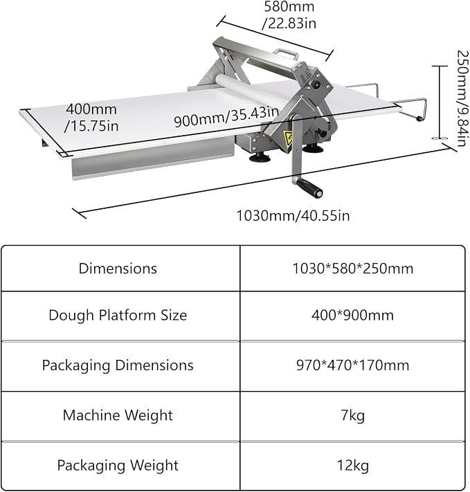 HNZXIB Foldable Dough Sheeter Machine, 15.75''×35.5''Manual Stainless Steel Portable Dough Roller with Silicone Pastry Mat, for Commercial Home Bakery, Puff Pastry, Pizza, Croissant