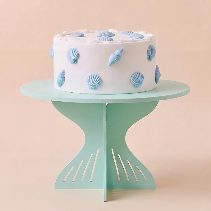Lallisa 12" Mermaid Cake Stand Blue 3D Ocean-themed Party Decorations with Mermaid Tail Base PVC Dessert Holder Centerpieces for Ocean-themed Party Birthday Baby Shower Supplies