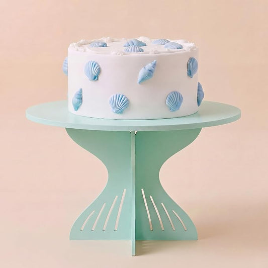 Lallisa 12" Mermaid Cake Stand Blue 3D Ocean-themed Party Decorations with Mermaid Tail Base PVC Dessert Holder Centerpieces for Ocean-themed Party Birthday Baby Shower Supplies