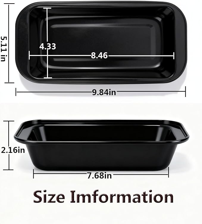Yoehka 6 Pack Bread Pan Set, Non-Stick 8×4 Loaf Pans for Baking Homemade Bread, Sourdough, Brownies, Cake, Carbon Steel, Rectangle Baking Pans (Black)