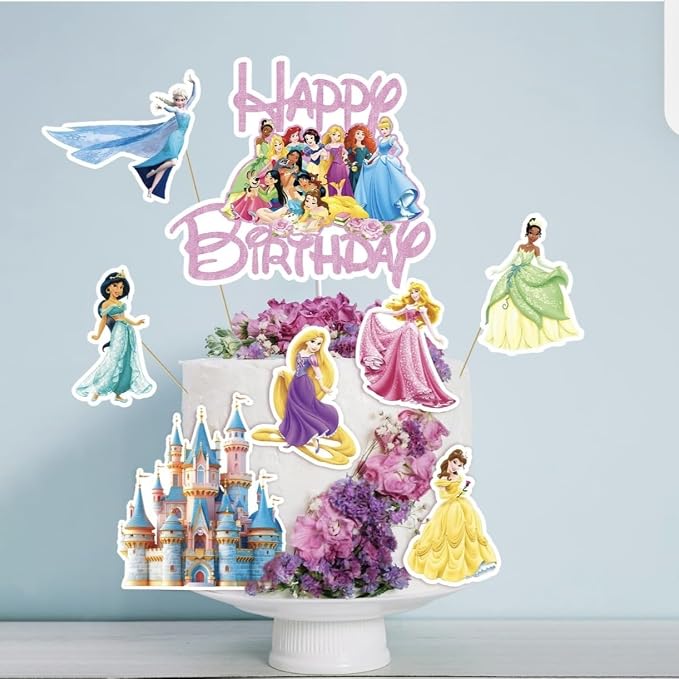11 Pcs Princess Cake Topper, Fantastic Happy Birthday Cake Decorations, Cute Cake Toppers for Girls