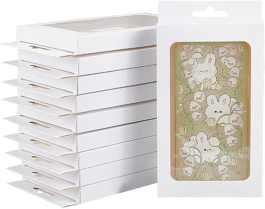 NBEADS 24 Pcs White Kraft Gift Box, 4.1×0.6×7.8 Inch Cookie Packaging Boxes with PVC Visible Window Kraft Treat Boxes Fold Paper Boxes for Party Favor Treats Bakery and Jewelry Packaging