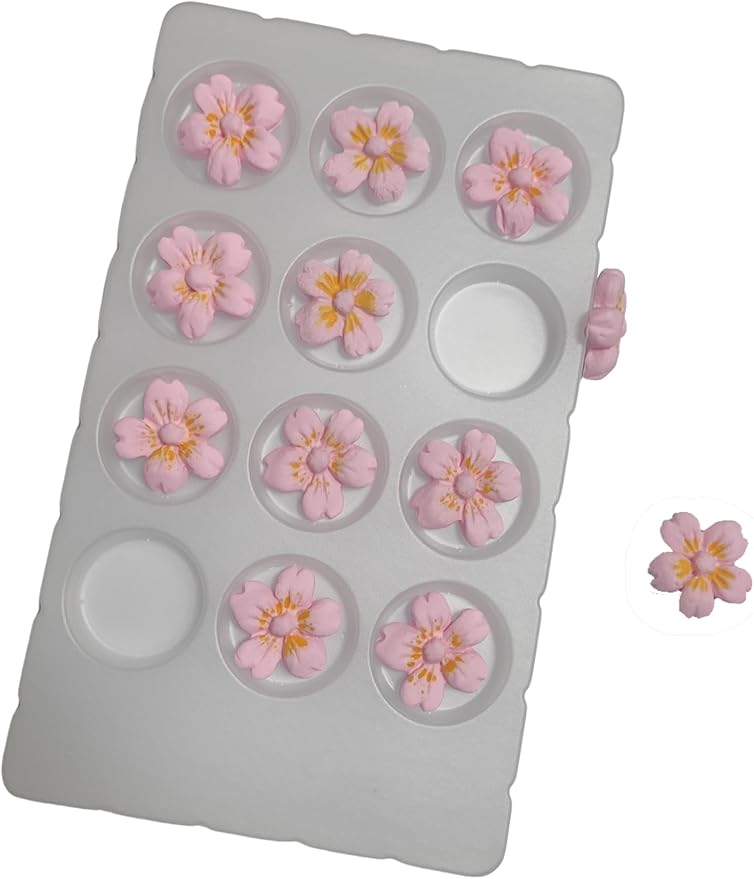 Edible 12 pieces Flowers cake decorations, cupcake toppers, perfect Icing Cookies decro for Valentine's Day Birthday Halloween Thanksgiving Christmas party Team Dinner