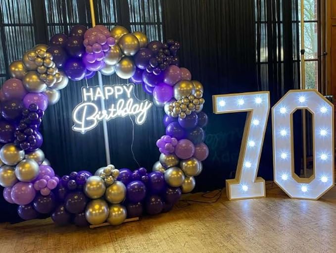 Purple and Gold Balloon Arch Kit, 162Pcs Dark Purple Gold with Stars Balloon Garland kit, Different Size Balloons for Birthday Baby Shower Anniversary Adults Prom Luxury Party Decorations