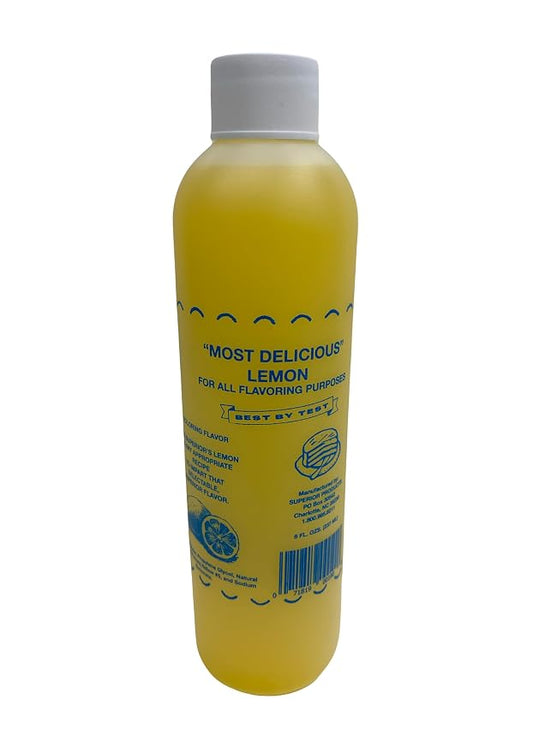 Superior Flavors 8oz Bottle | Cooking and Baking Flavoring | Delicious Substitute for Vanilla Extract | Water Based, and Alcohol Free (Lemon)