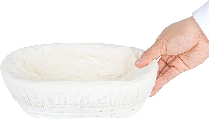 Restaurantware Bread Proofing Baskets 9 Inch Oval Pack of 10 Rattan Dough Fermentation Baskets With Cotton Liners, Oval Banneton Bread Rising Bowls For Home, Commercial, Artisanal Baking