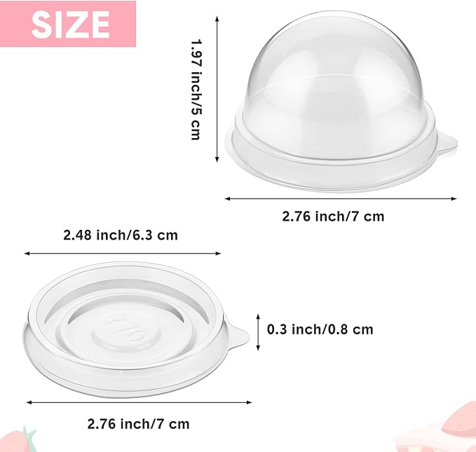 Patelai 50 Pcs Clear Plastic Mini Cupcake Container, Mini Cupcake Box Muffin Dome Muffin Single Container Box for Wedding Birthday Cheese Pastry Dessert Cake (Clear)