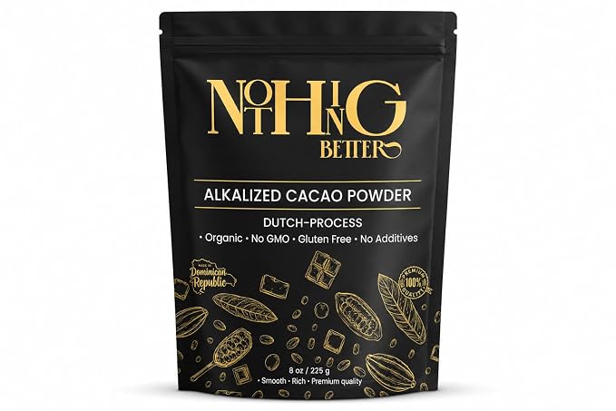 Nothing Better Alkalized Cacao Powder, Dutch Process, 8 oz | 100% Cocoa, Non-GMO, Gluten-Free, No Additives, Premium Dominican Cocoa