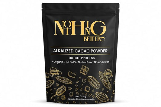 Nothing Better Alkalized Cacao Powder, Dutch Process, 8 oz | 100% Cocoa, Non-GMO, Gluten-Free, No Additives, Premium Dominican Cocoa