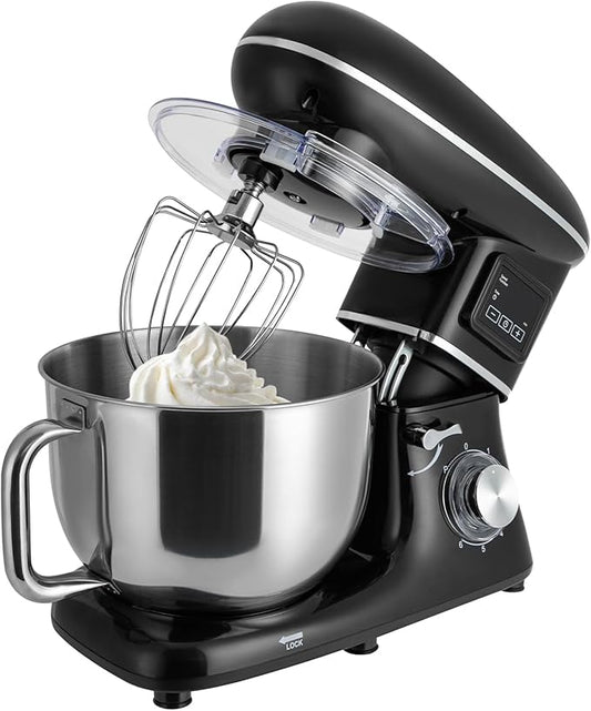1350W Stand Mixer,6.5Qt Electric Kitchen Mixer,Dough Machine with LCD Display,Electric Food Mixer for Kitchens,Restaurants,Bakeries (Black) (1350, Watts) (Black)