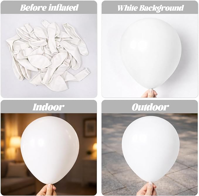 Voircoloria 90pack White Balloons Different Size 18/12/10/5 Inch Pearl White Balloon Garland Arch Kit for Wedding, Birthday, Graduation, Bridal Shower, Baby Shower, Bachelorette Decorations
