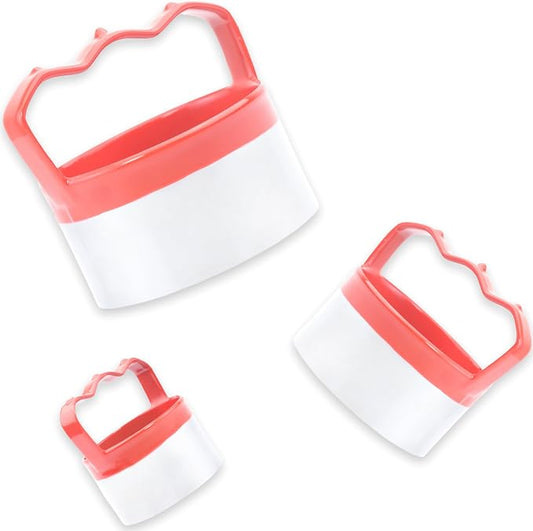 3 Pcs Round Biscuit Cutters Set 3", 3.5", 4", 0.4mm Stainless Steel Circle Cookie Cutters for Baking, Comfortable Grip, Red Silicone Handle