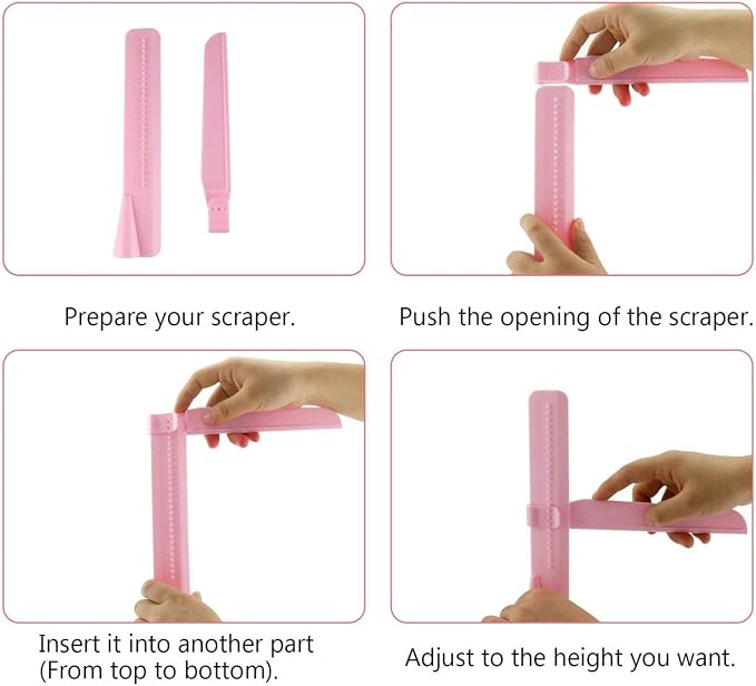 Adjustable Cake Scraper Icing Smoother - Beginners Frosting Decorating Tools Supplies Set - with Plastic Pastry Comb Pcs for Edge Corner Design