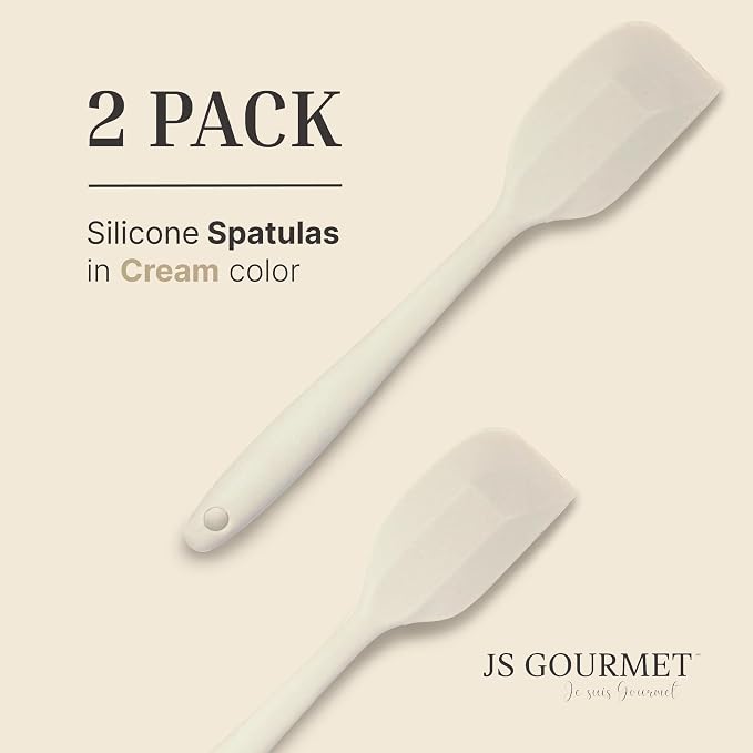 Silicone Spatula Set – 2-Piece Set of Rubber Spatulas for Non-Stick Cookware – Kitchen Tools and Accessories with Comfortable Handles, Heat-Resistant Utensils for Cooking and Baking – Cream