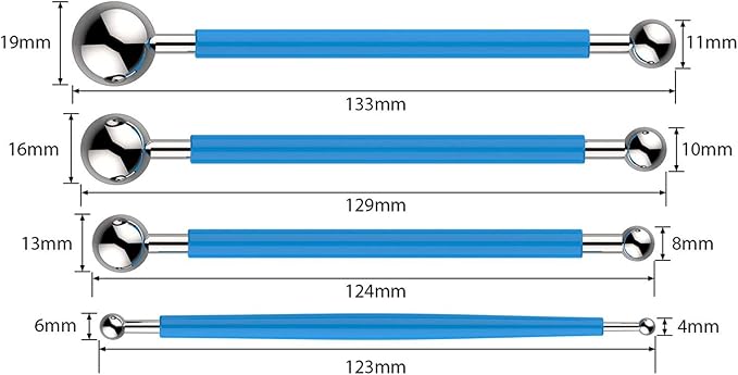 13PCS Fondant Tool, Cake Decorating Hand Tool, Double Head Metal Ball, Gum Paste Modeling Tools