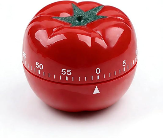 Kitchen Timers for Cooking in Charming Tomato Shape - No Battery Needed Mechanical Egg Timer with Loud Ring, 60-Minute Manual Wind Up Timer