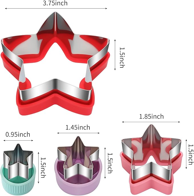 ALLTOP Star Cookie Cutters Set – 4 Pcs Different Sized Biscuit Cutter, Donut & English Muffin Cutter for Baking