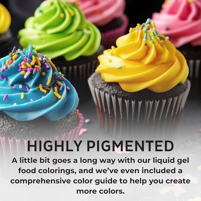 Chefmaster 4-Bottle Set of Neon Food Coloring, Liqua-Gel® Vibrant Colors, Professional-Grade Dye for Easter Eggs, Icing, Frosting, Fondant, & Batters, Fade-Resistant, Made in USA, 0.67 oz