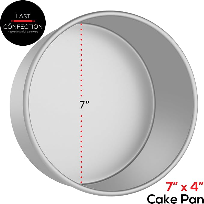 LAST CONFECTION 7 x 4 Inch Round Cake Pans, Set of 2 Anodized Aluminum Cake Pans Baking Tins