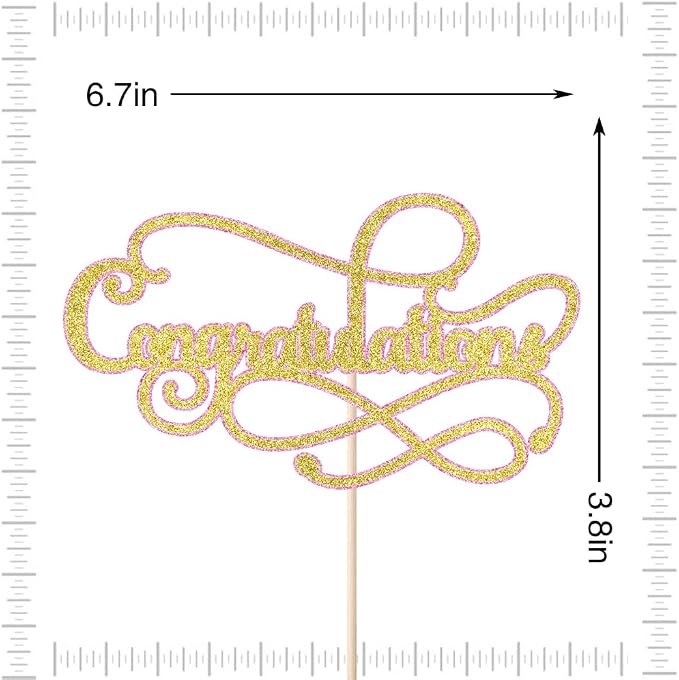 Congratulations Cake Topper,Congratulations 2026 Graduation Cake Topper,Graduation, Wedding, Retirement, Birthday, Anniversary, Celebration Party Decorations Supplies (Pink Gold)