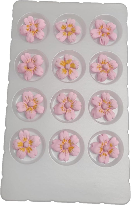 Edible 12 pieces Flowers cake decorations, cupcake toppers, perfect Icing Cookies decro for Valentine's Day Birthday Halloween Thanksgiving Christmas party Team Dinner