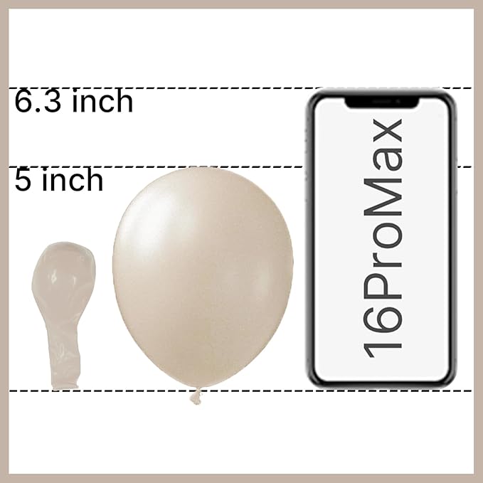 PartyWoo White Sand Balloons 100pcs 5 Inch Off White Beige Cream Ivory Boho Neutral Latex Balloons for Wedding Graduation Baby Shower Anniversary Engagement Birthday Party Decorations White-F12