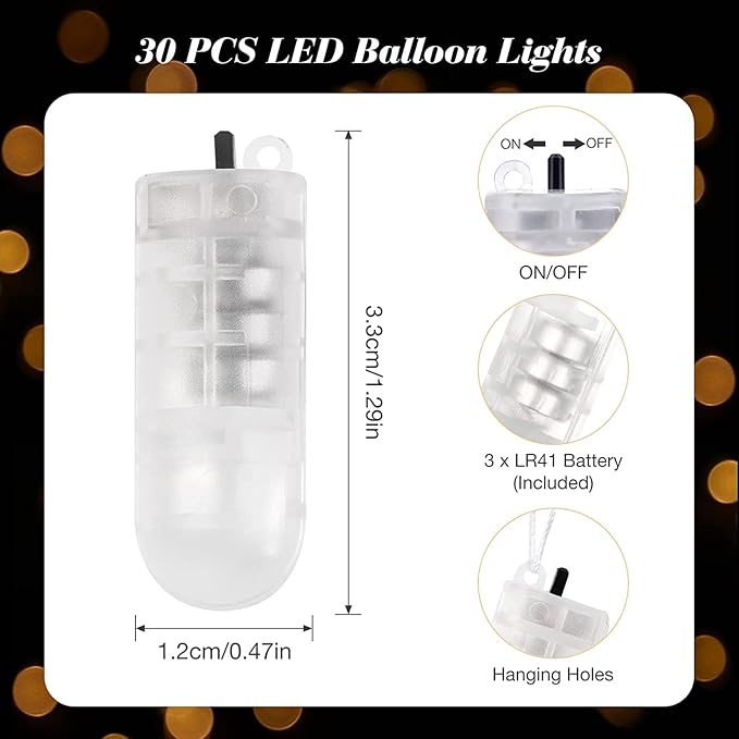Yizhet LED Balloon Lights, 30 Pcs Multicolor Lantern Light With Switch, Mini LED Lights for Paper Lantern, Christmas, Wedding, Party, Birthday