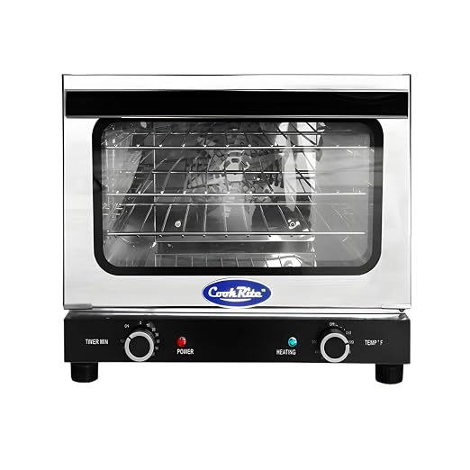Atosa CookRite CTCO-50 Countertop Electric Convection Oven for Hotel Diner Baking | 16 1/2"H x 23"W x 23 3/10"D | Stainless Steel, Manual Control, 120V, 1550W | (Includes: Water Line Connection Kit)