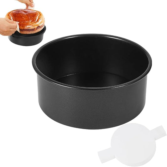 6 Inch Round Cake Pans Set of 3, Nonstick Carbon Steel Cake Baking Pans with 100 Parchment Papers, 2.5” Deep Layer Cake Tins for Cheesecake & Birthday Cakes