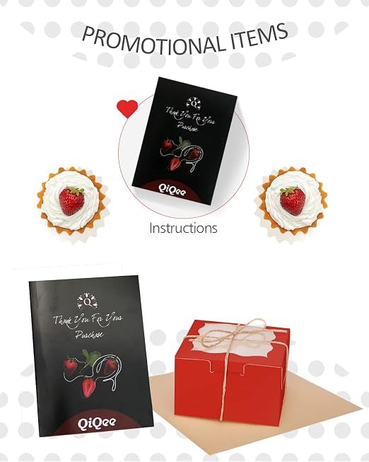 qiqee Red Bakery Boxes with Window 55pcs 4x4x2.5 Mini Cookie Boxes Macaron Boxes Small Donut Pastry Boxes for Party