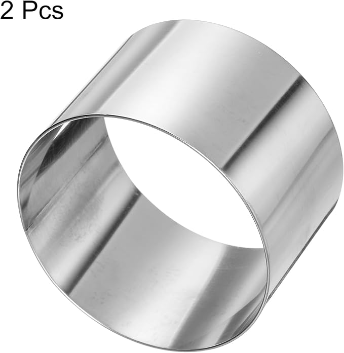 HARFINGTON 2PCS Round Cake Ring 3 x 2 Inch Seamless Stainless Steel Pastry Mousse Dessert Ring Mirror Coating for Baking Cooking Making Tool