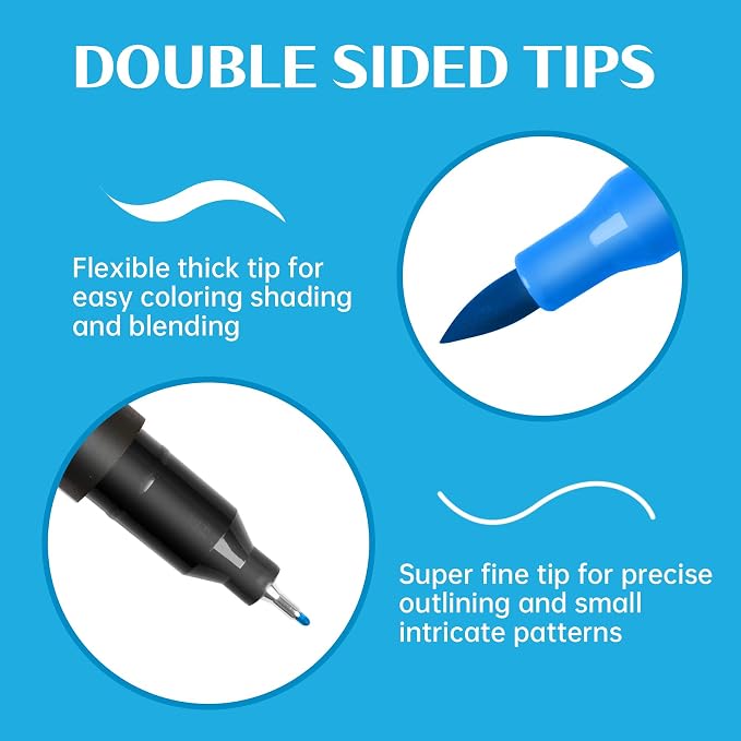 Edible Markers - 14 Colors Double Sided Food Coloring Pens with Fine & Thick Tips for Cookie Decorating, Fondant, Desserts & Easter Eggs