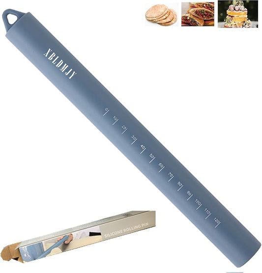 Silicone Rolling Pin Stainless Steel Inner Core Non Stick Rolling Pin Blue
