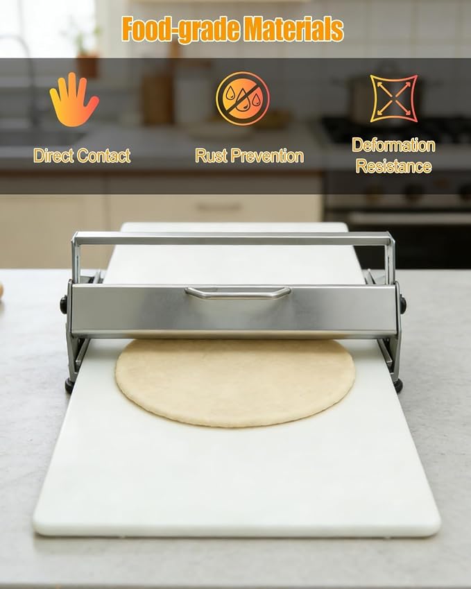 Folding Dough Sheeter 40.9" x15.5" for Bread Pizza Pie Crust Pastry, Manual Dough Machine, Stainless Steel Dough Roller, Adjustable Thickness | Manual Dough Machine, Adjustable Thickness, Stainless Steel